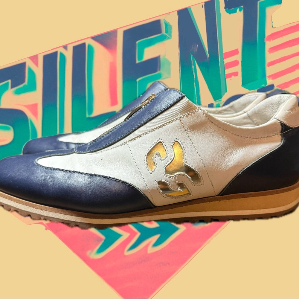 Walter Genuine Pop Star Calf Blue/ White Women’s Golf Shoes 39 1/2